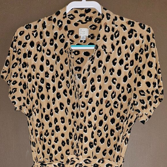 Leopard Print A New Day Shirt Dress with Belt - Picture 1 of 4